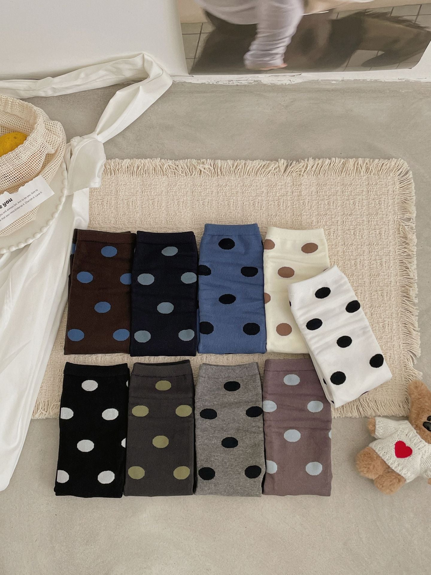 Vintage Polka Dot Soft Scrunch Socks 6W8FSO697