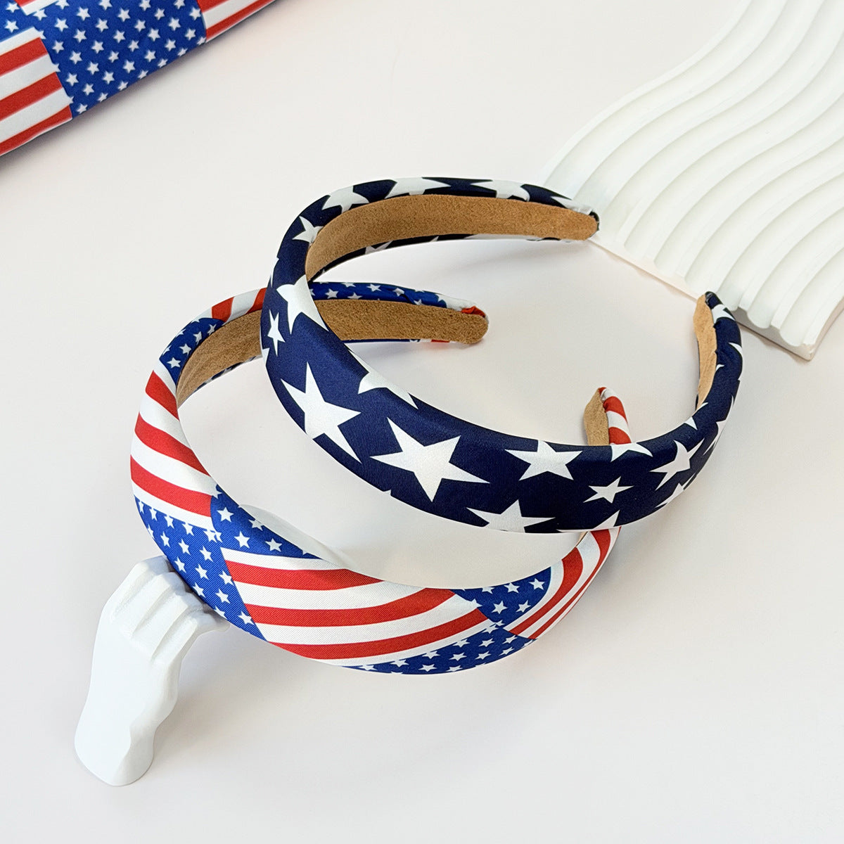 Retro USA Flag Pattern Wide Hair Band 8AS6HBD66L