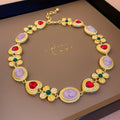 Vintage Gold Plated Floral Heart Chain Necklace 6W6JNC904