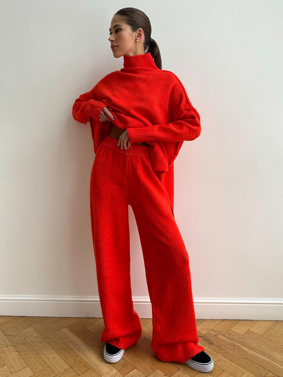 Loose High Collar Knit Set - DippedShop Wholesale - #2691