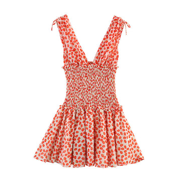 Cute Floral Print Smocked Ruffle Mini Dress DP25C963