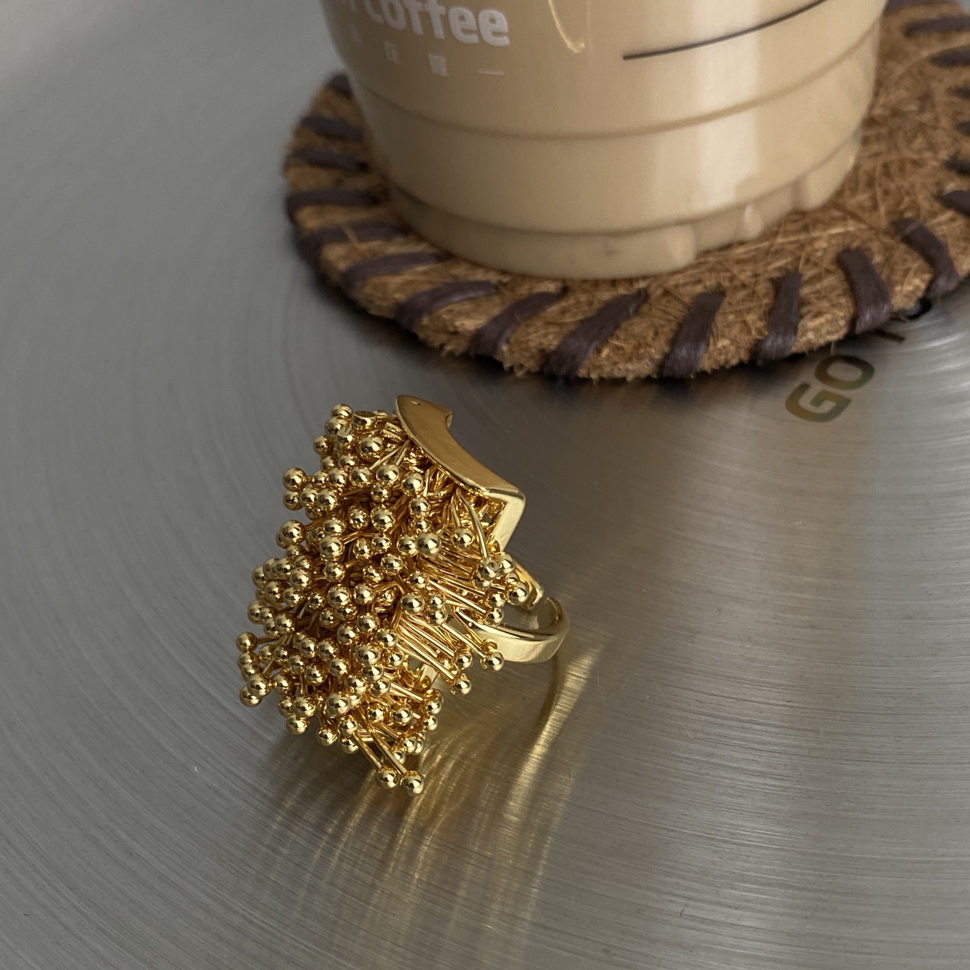 Vintage Gold Plated Firework Open Statement Ring 6W6JRG300