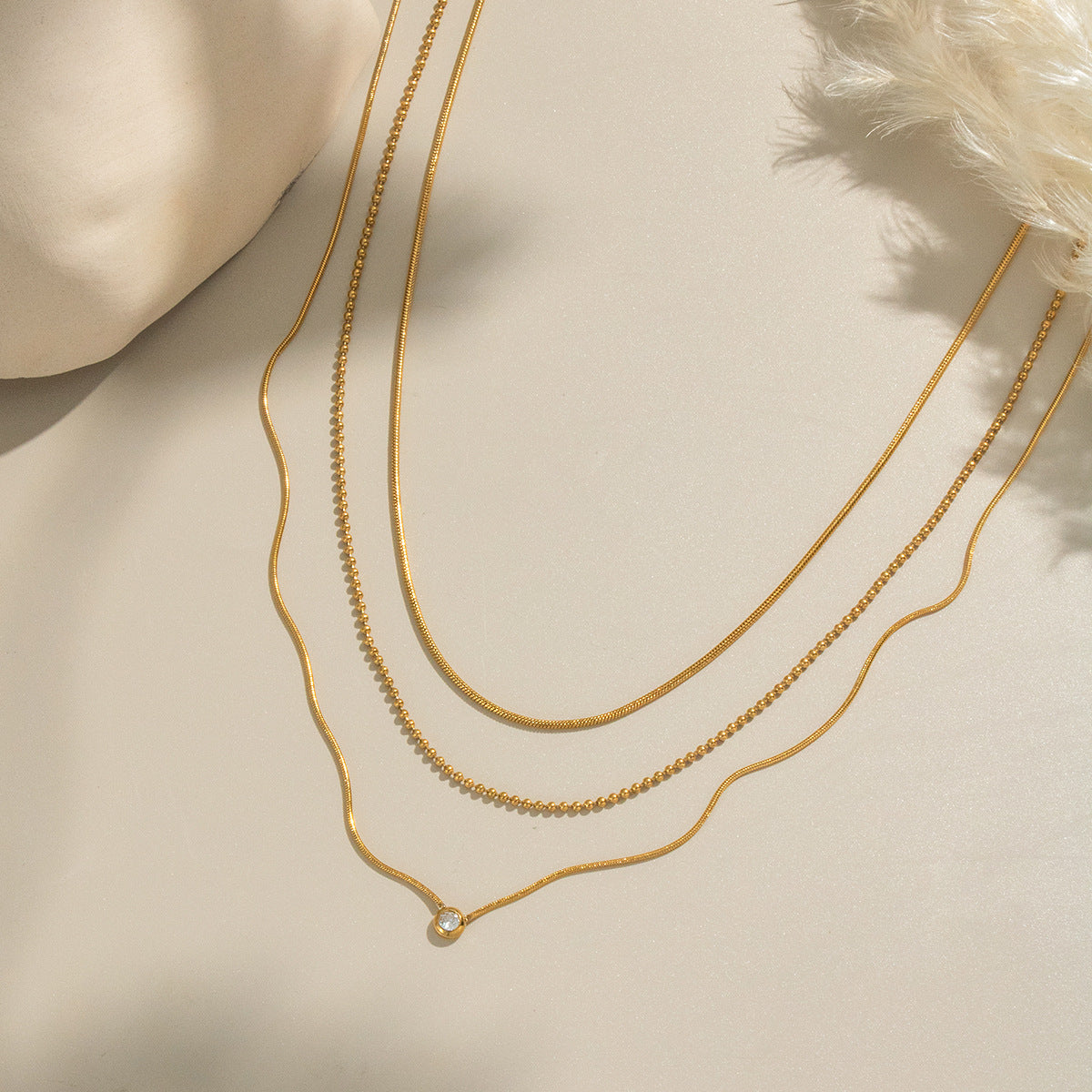 Zircon Snake Chain Necklace - DippedShop Wholesale - #1859