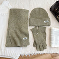 3-Piece Solid Color Knit Scarf Beanie Gloves Set 6W6NSC99