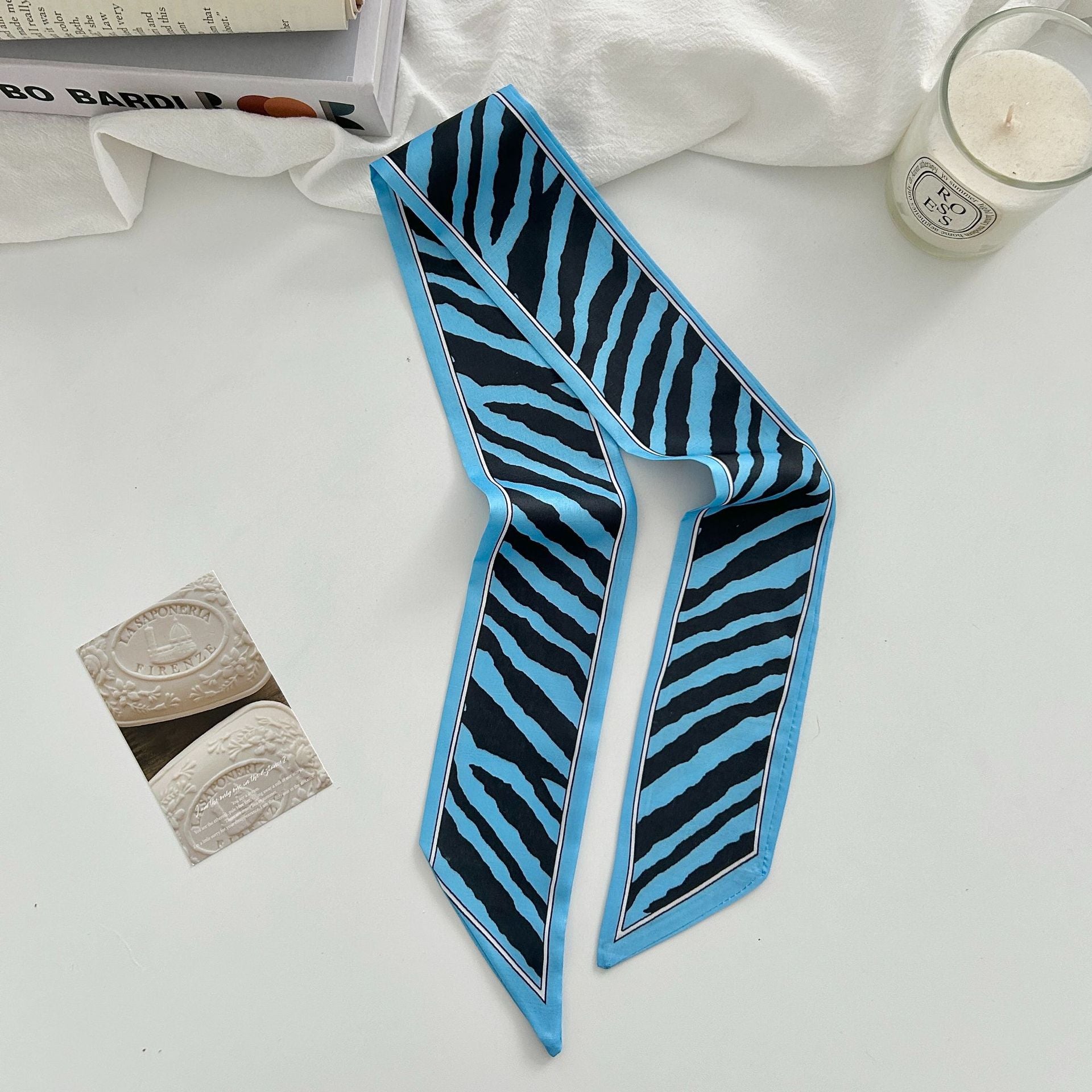 Stylish Zebra Print Narrow Soft Silk Scarf MK2BLW6W6NSI66