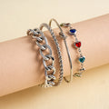 Stylish Gold Plated Heart Rhinestones Bracelets Set 6W6JBR493