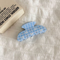 Cute Rhinestone Flower Plaid Acetate Hair Claw 6W6HCP1277