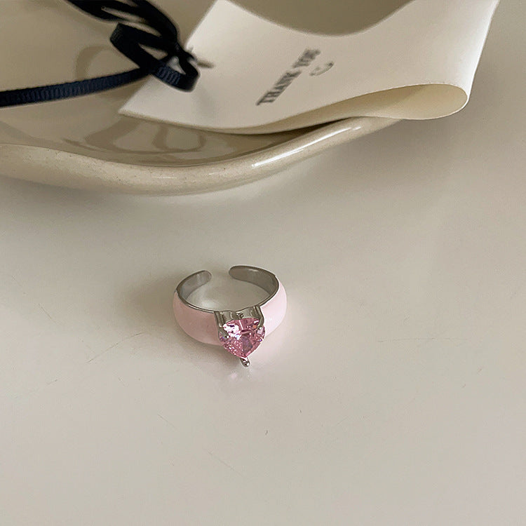 Enamel Heart Rhinestone Ring - DippedShop Wholesale - #5891