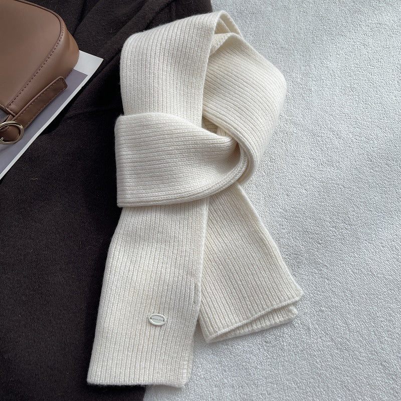 Solid Color Wool Blend Warm Knit Scarf 6W6NSC69
