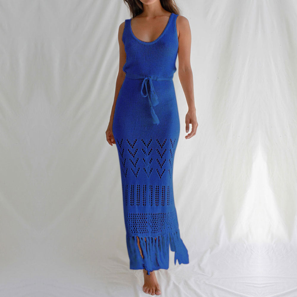 Solid Hollow Out Tassel Dress - DippedShop Wholesale - #8067