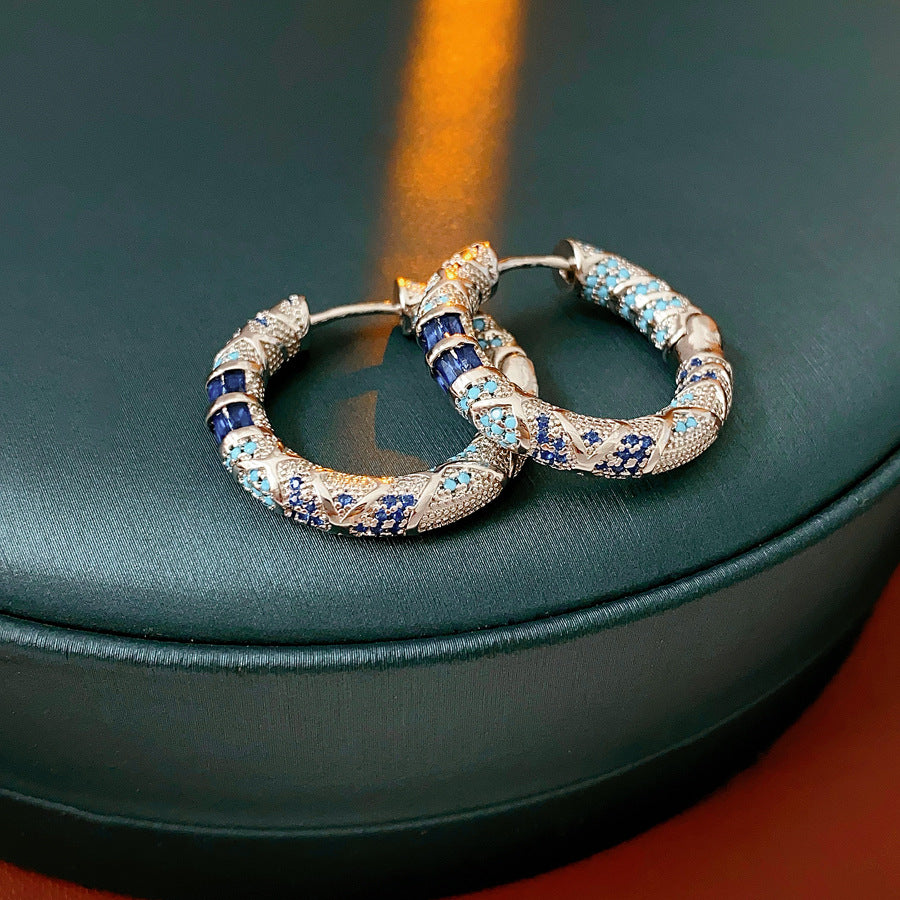 Retro Cubic Zirconia Statement Hoop Earrings 6W6JER741