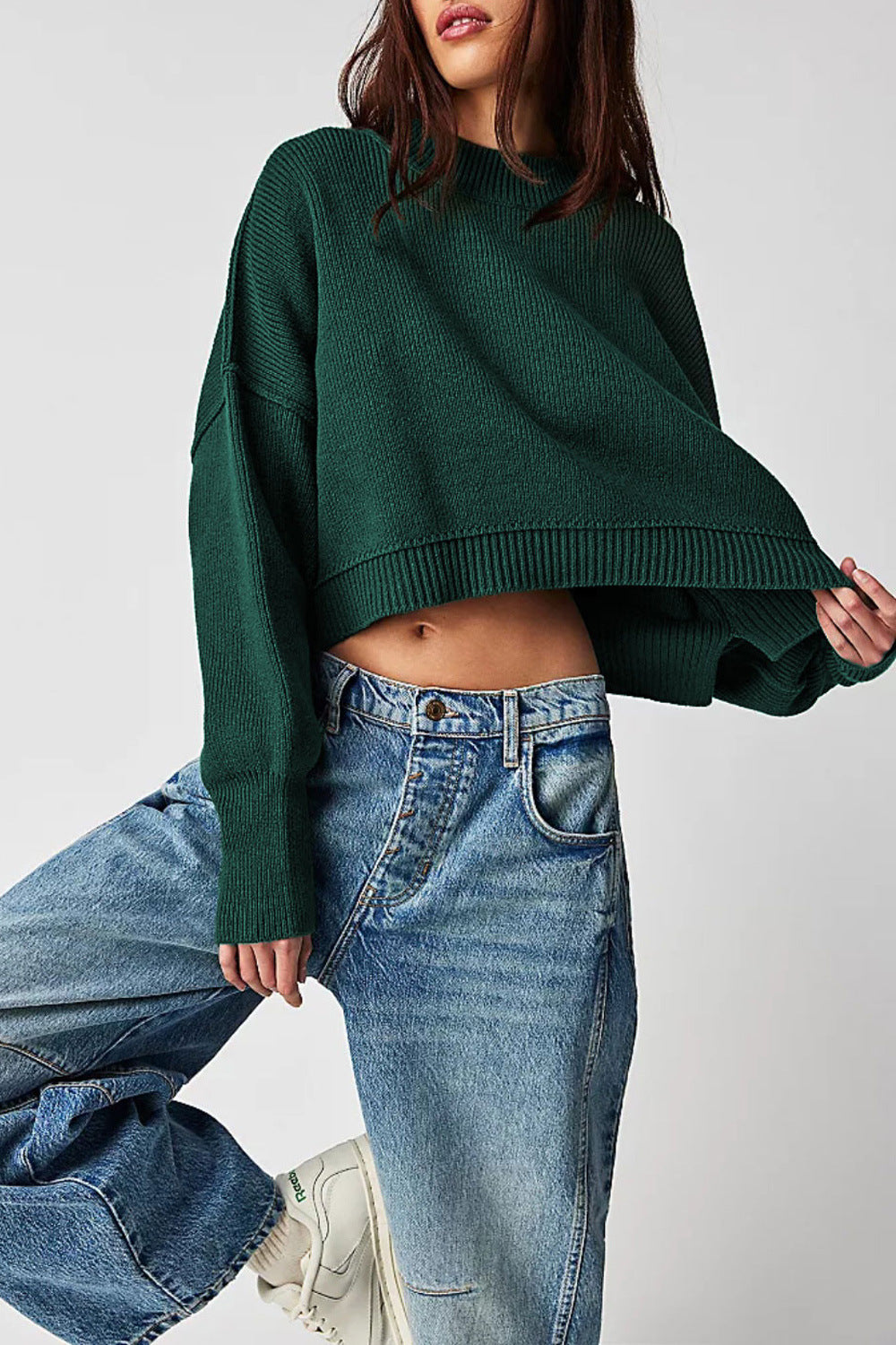 Solid Round Neck Sweater - DippedShop Wholesale - #7971
