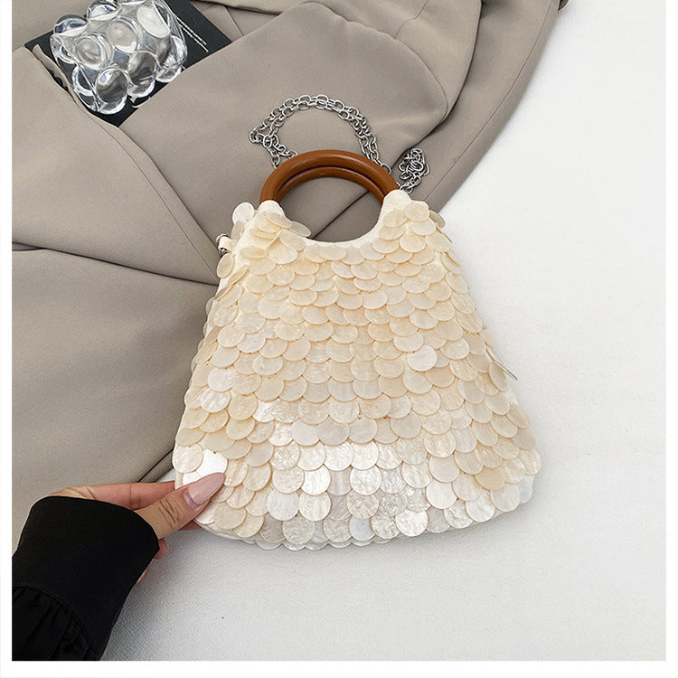 Handmade Shell Top Handle Evening Tote Bag 8BW6BBG421