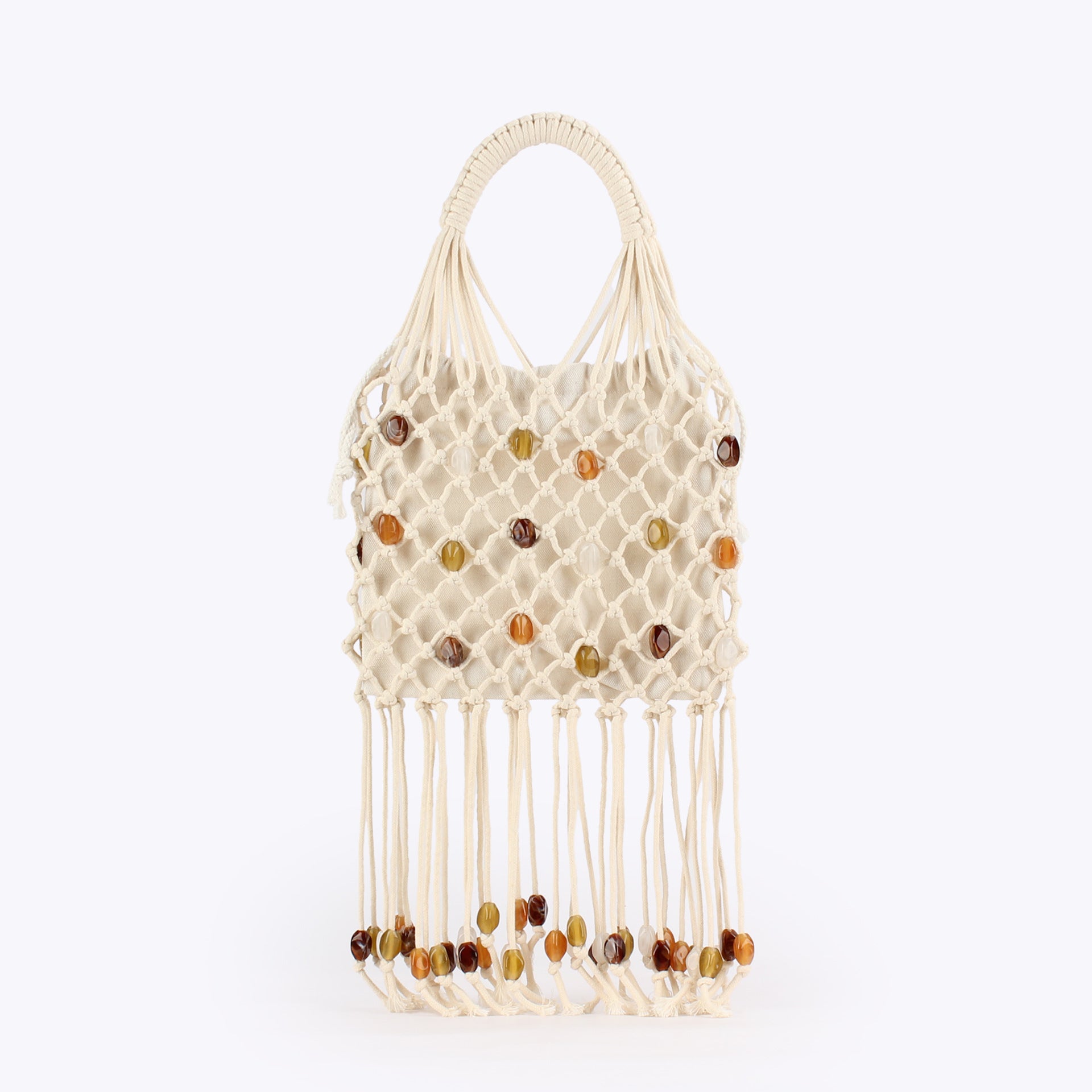 Vintage Hollow Hand Made Beaded Tassel Handbag 8CW6BBG515T