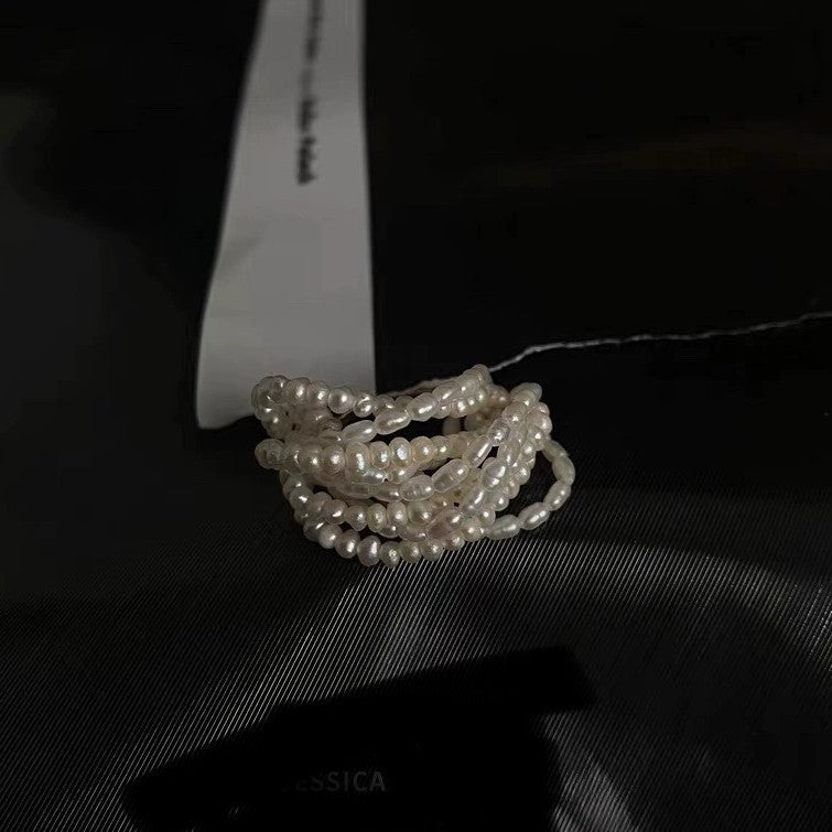 Multi Layer Pearl Chain Ring - DippedShop Wholesale - #3475