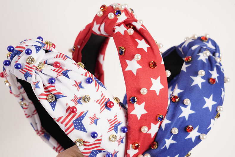 Color Block Star Pattern Pearl Hair Band 8AS6HBD56T
