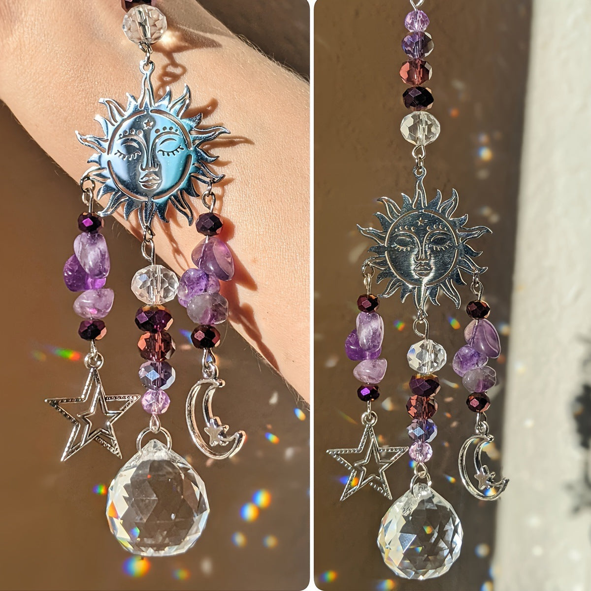 Celestial Moon Crystal Suncatcher - DippedShop Wholesale - #7091