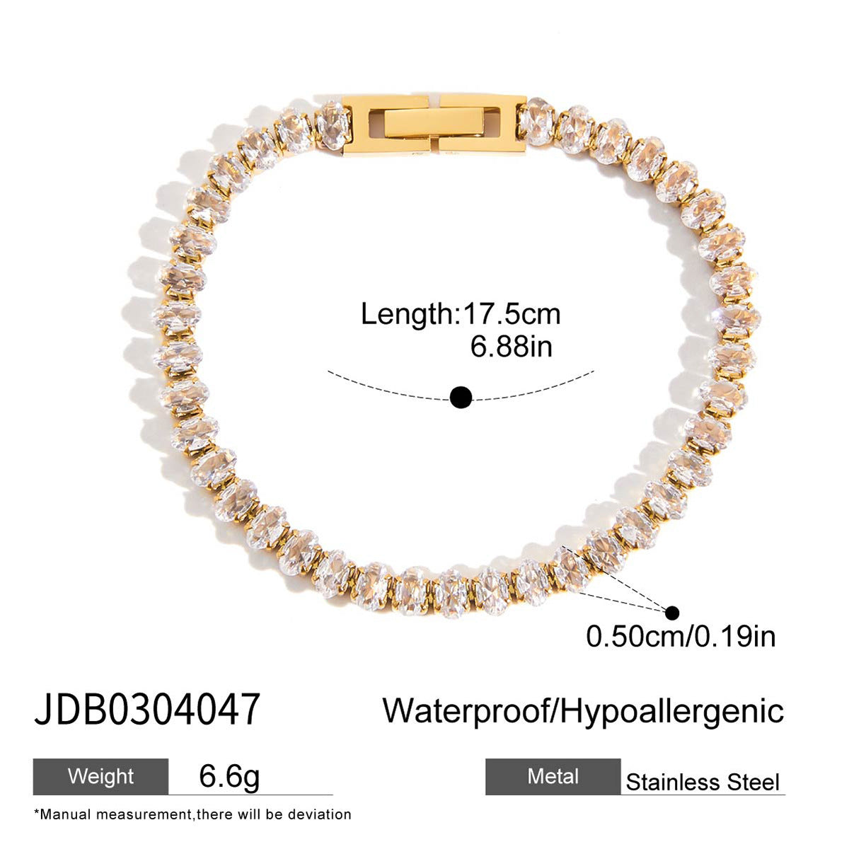 Elegant Gold Plated Rhinestones Link Bracelets 6W6JBR481