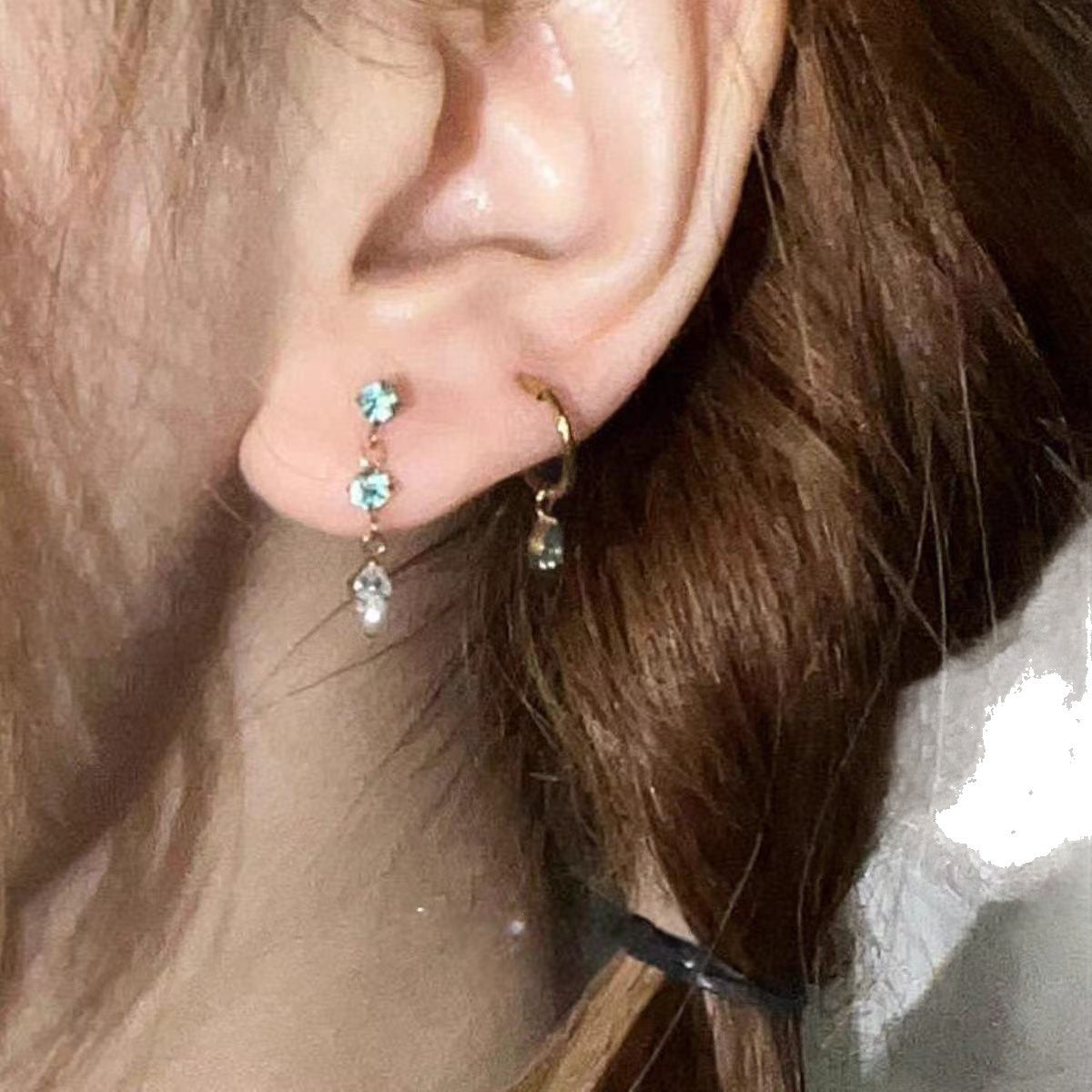 Rhinestone Hoop Earrings - DippedShop Wholesale - #0947