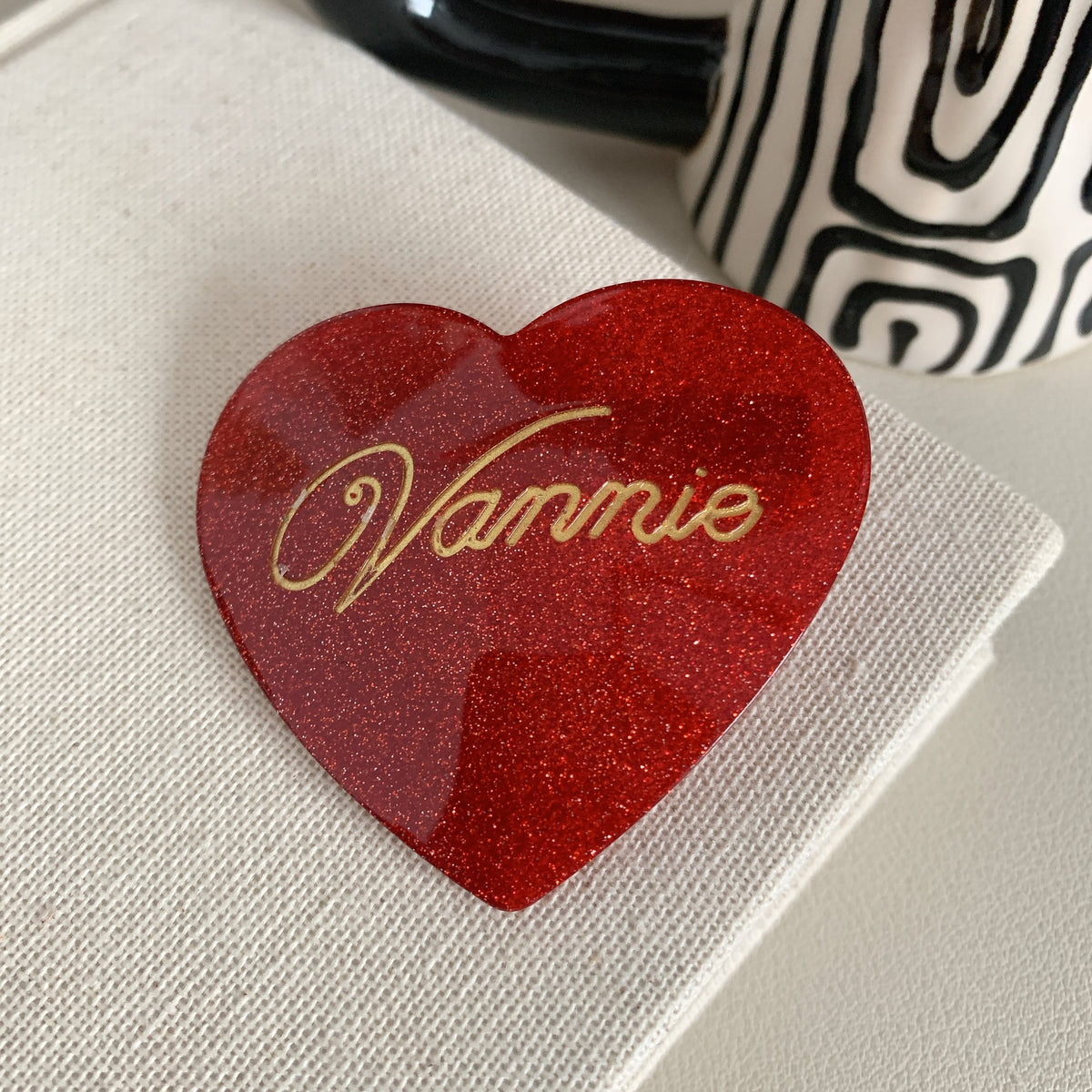 Sweet Printed Heart Acetate Hair Clip6W6HPN104
