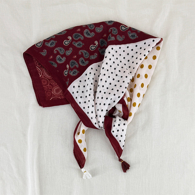 Vintage Polka Dot Paisley Print Square Scarf 6W6NSC211