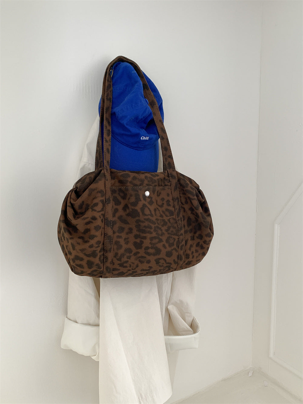 Vintage Leopard Print Large Capacity Shoulder Bag 6W10BBG1361