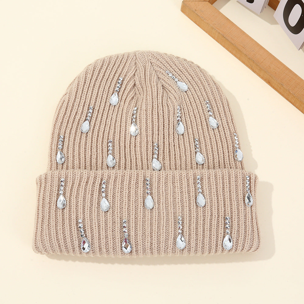 Rhinestone Cuffed Knit Beanie - DippedShop Wholesale - #0915