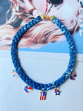 Hand Woven USA Flag Umbrella Pendant Choker Necklace 8ZA6JNC287T