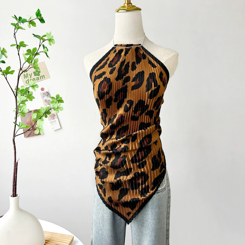 Painting Pleated Beads Scarf Halter Camisole MK2BW6W6NSI23