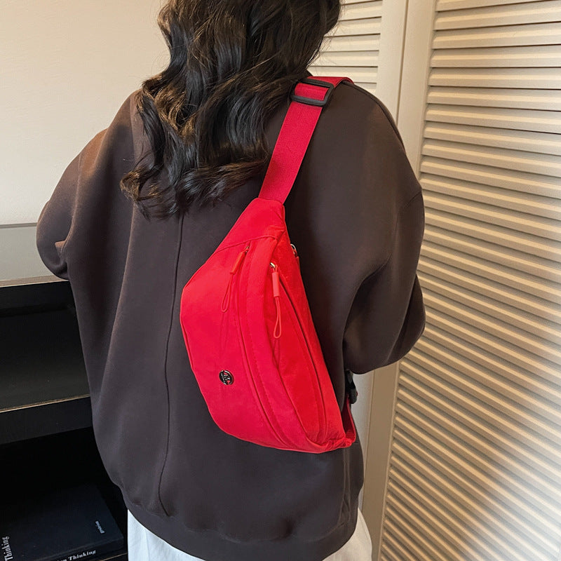 Simple Solid Color Nylon Outdoor Crossbody Bag 6W10BBG1399