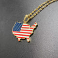 Vintage USA Map Pendant Chain Necklace 8ZA6JNC274T