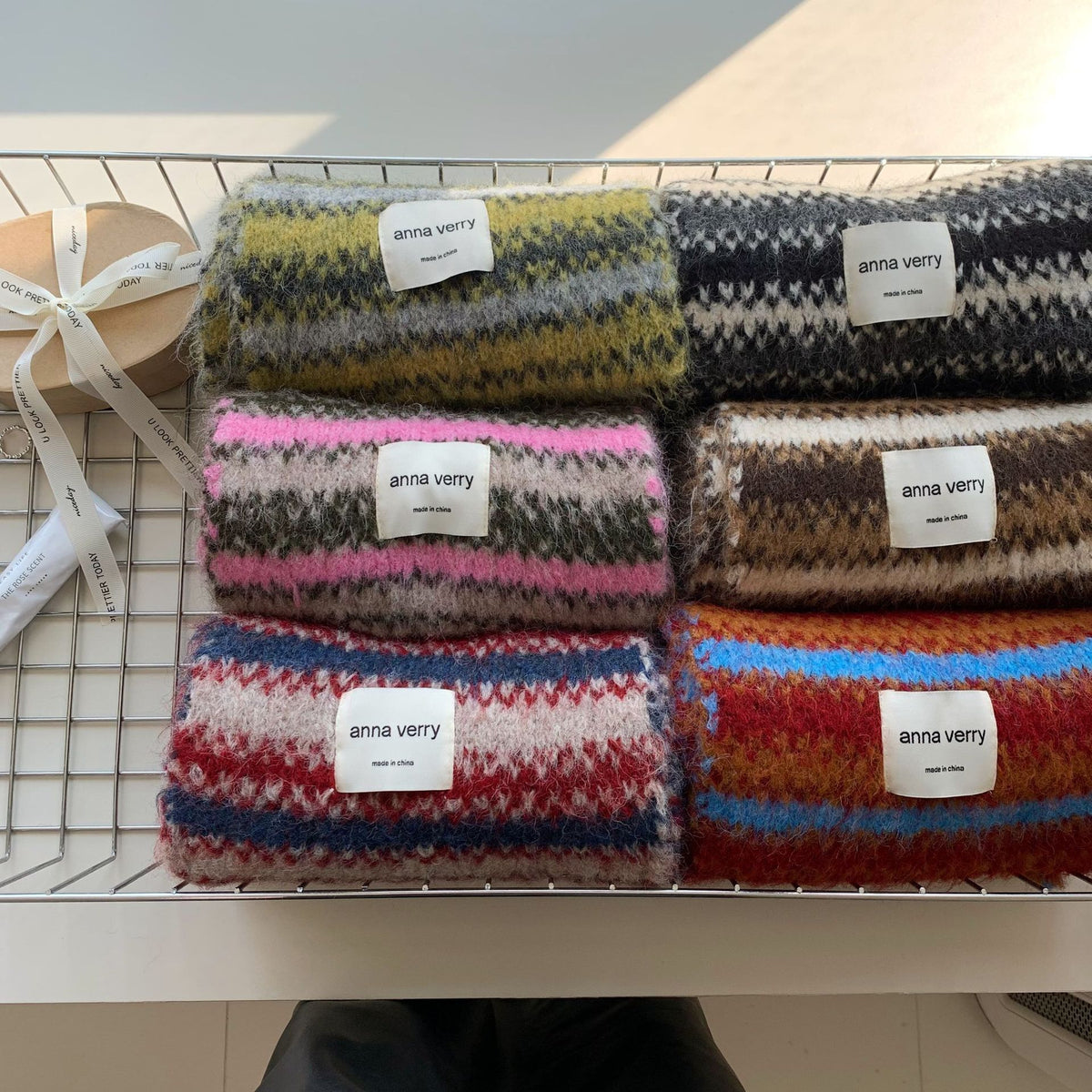Striped Knit Winter Scarf - DippedShop Wholesale - #2035