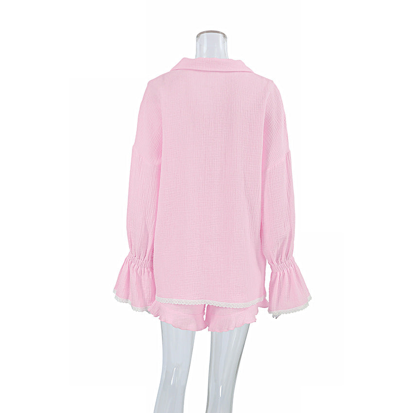 Flounce Solid Homewear Set - DippedShop Wholesale - #9411
