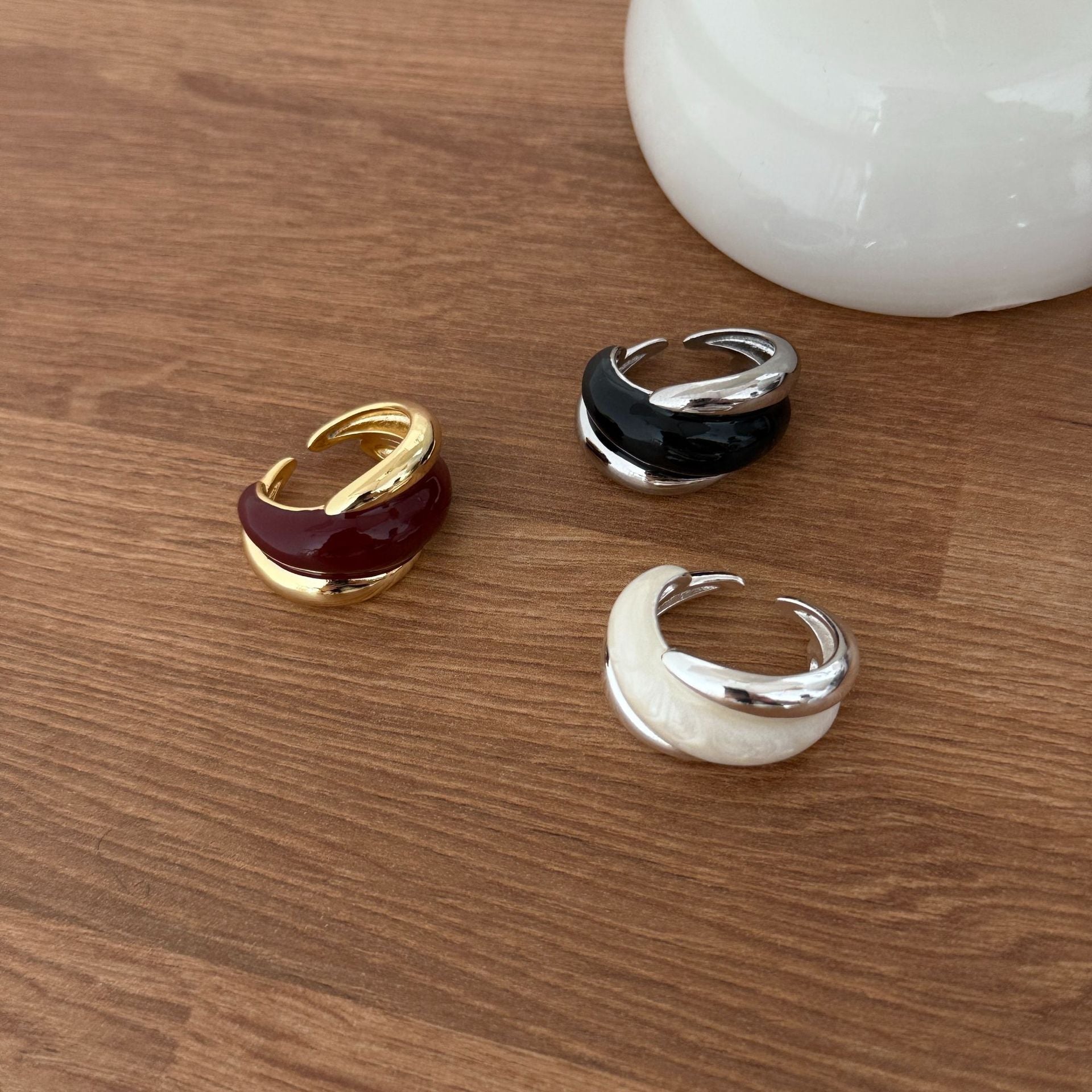 Enamel Twisted Open Ring - DippedShop Wholesale - #3939