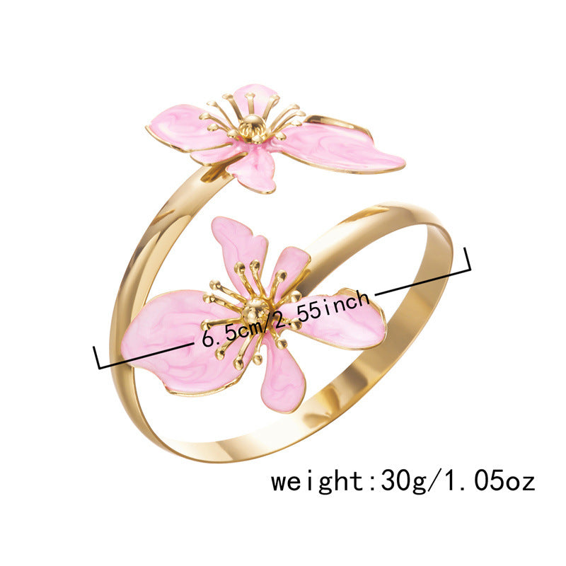 Vinatge Enamel Floral Gold Pla - DippedShop Wholesale - #7491