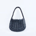 Stylish Solid Color Hand Woven Glitter Sequin Handbag 8CW6BBG514T