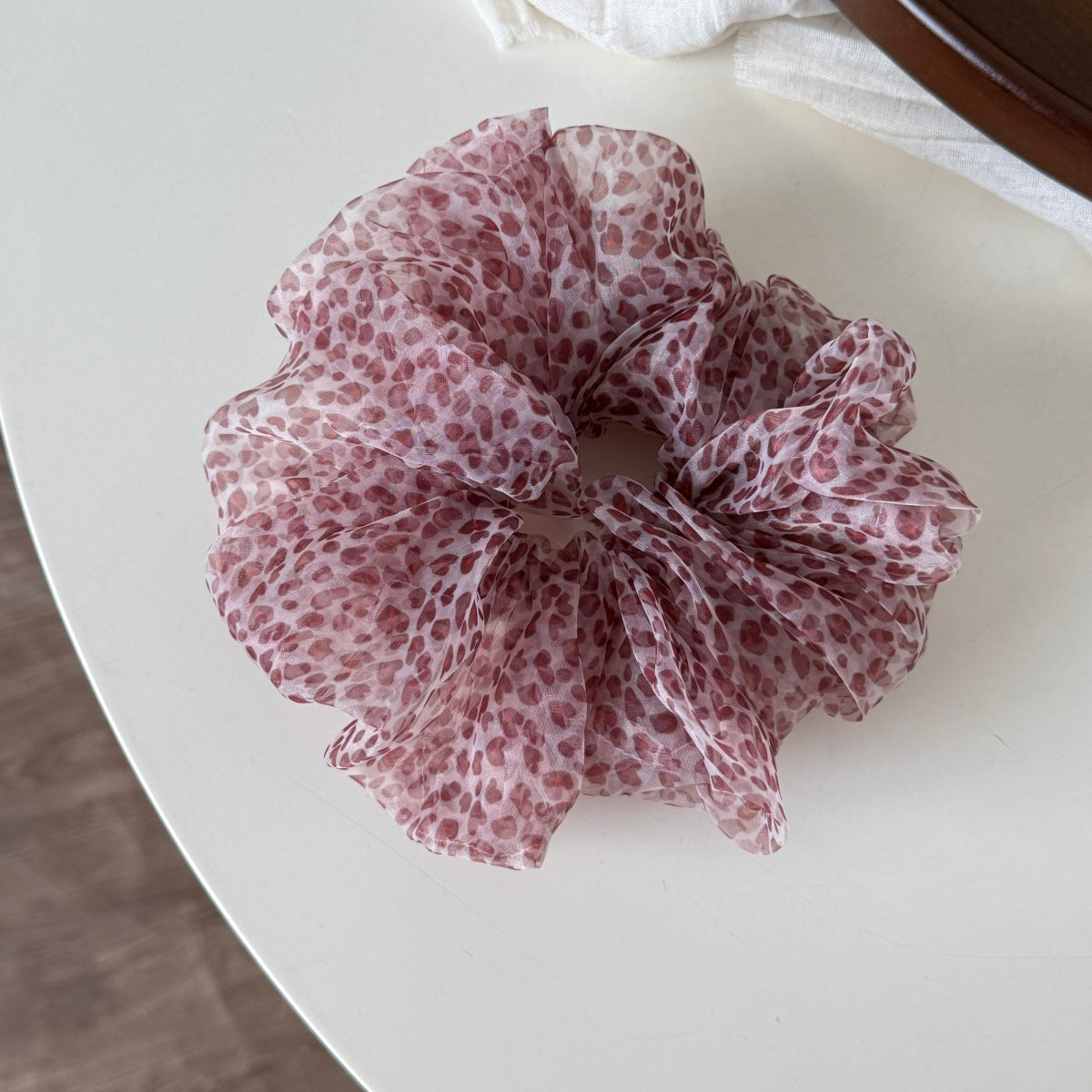 Retro Leopard Print Organza Ruffled Scrunchies 6W6HSR488