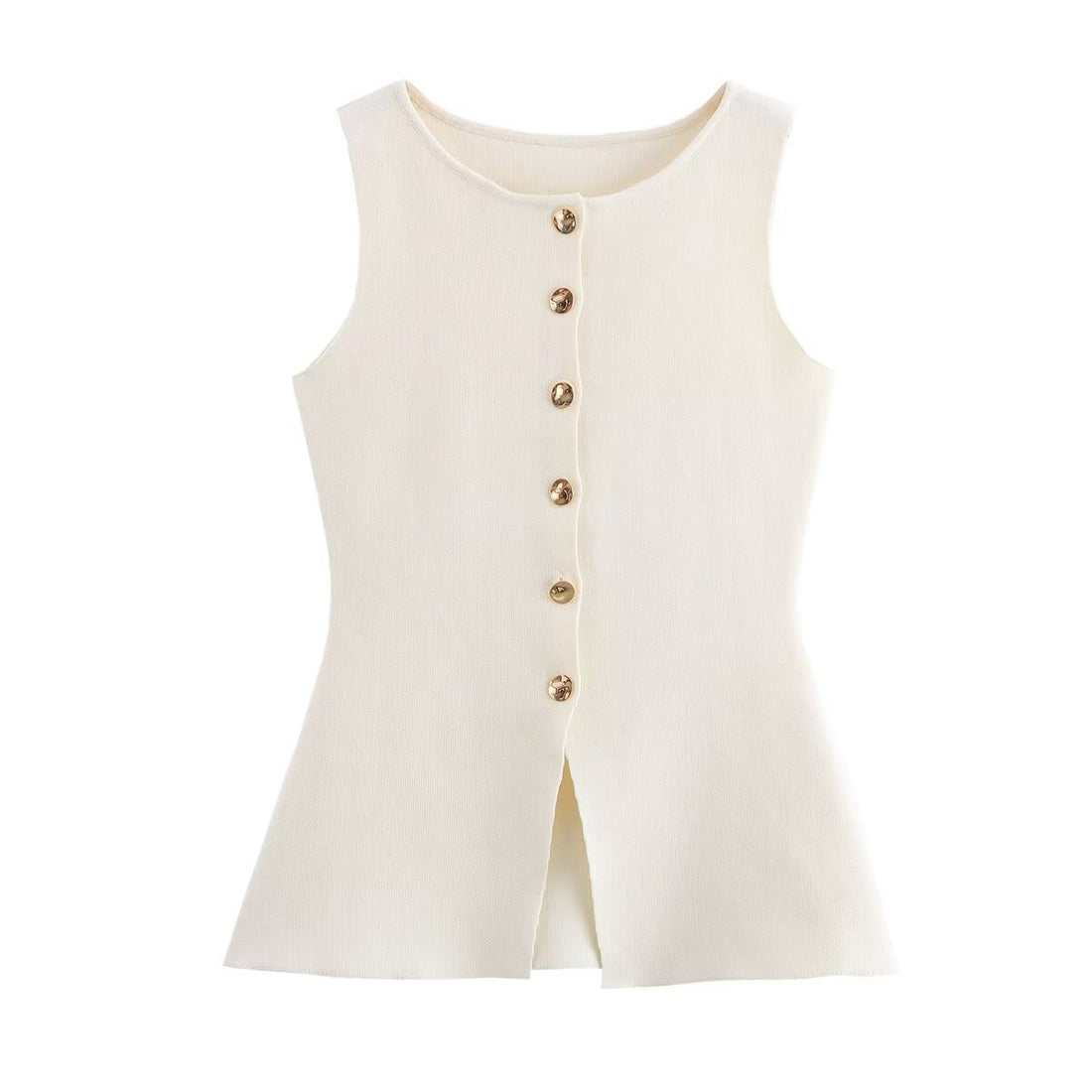 Round Neck Button Down Sleeveless Vest DP25E912