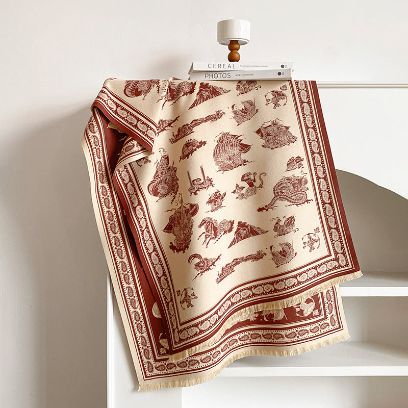 Reversible Paisley Jacquard Shawl Scarf - DippedShop Wholesale - #6323