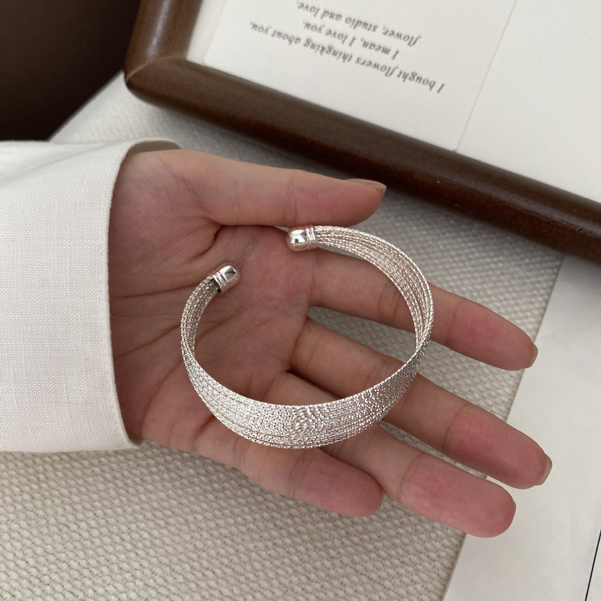 Trendy Vertical Brushed Wide Open Cuff Bracelet 6W6JBR571