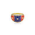 Chunky Gold Plated USA Flag Rhinestones Wide Ring 8ZA6JRG205T