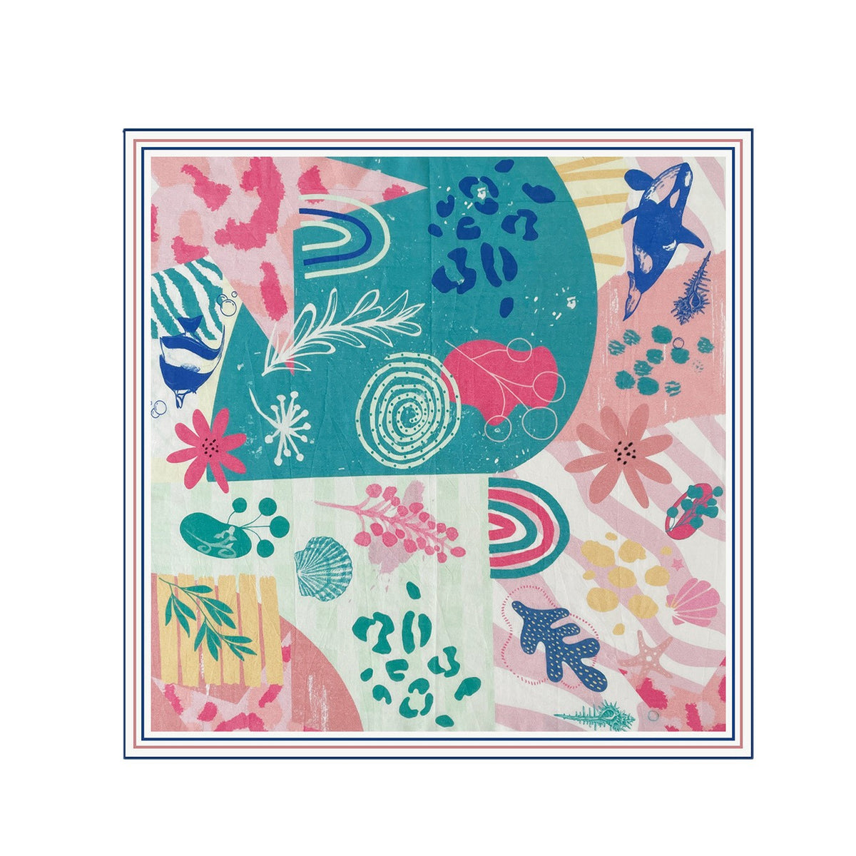 Fashion Ocean Print Thin Square Silk Scarf 6W6NSC206