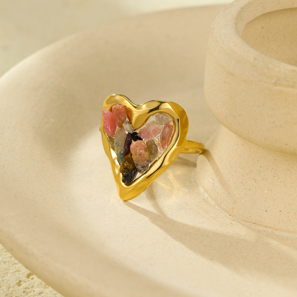 Elegant Crystal Heart Gold Pla - DippedShop Wholesale - #7379
