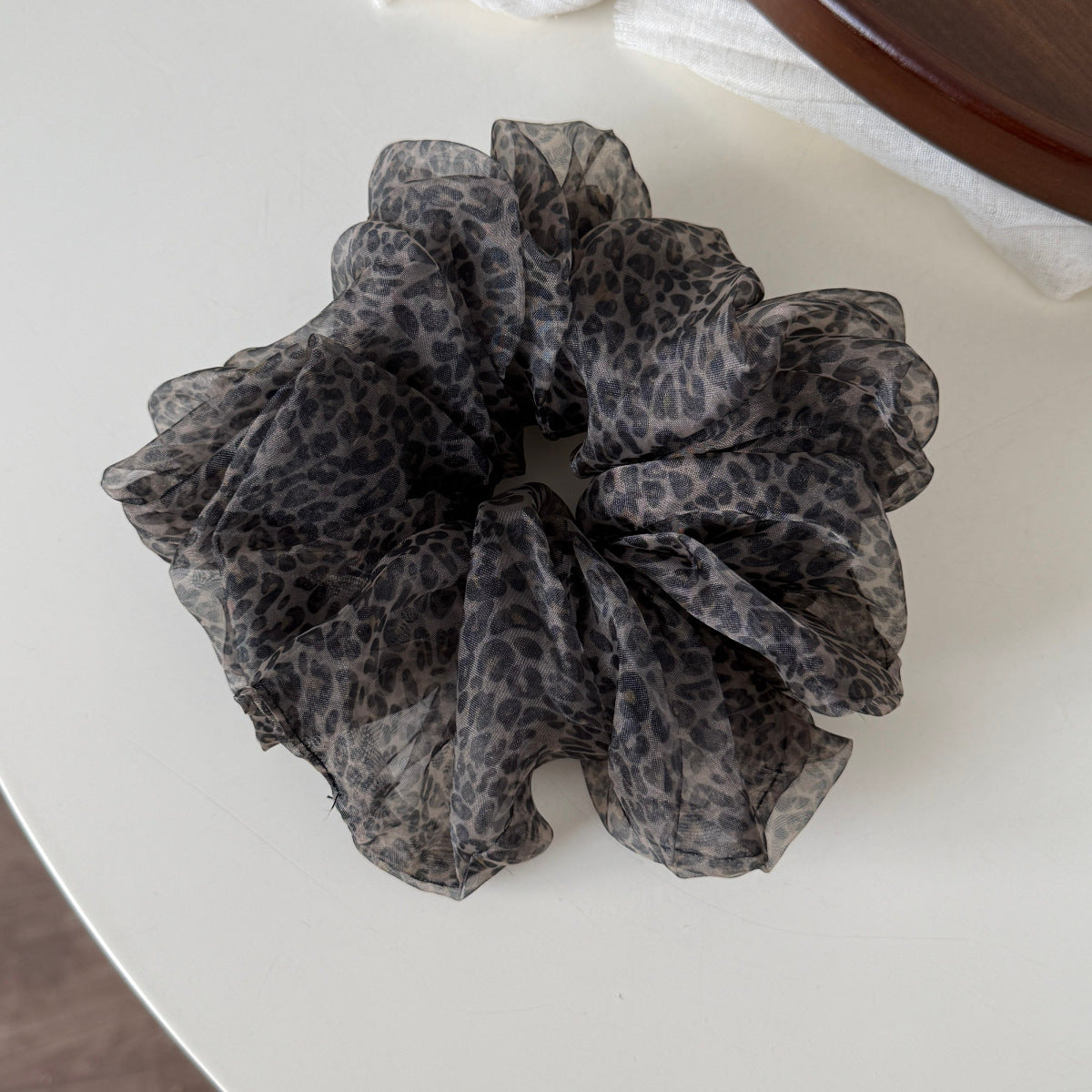 Retro Leopard Print Organza Ruffled Scrunchies 6W6HSR488
