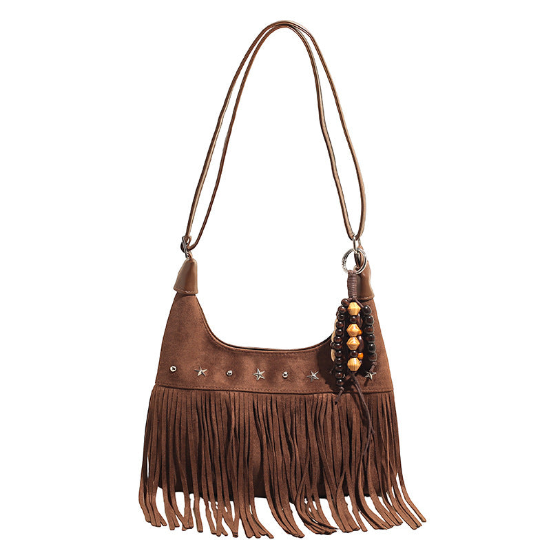 Boho Fringe Hobo Large Capacity Shoulder Bag 6W10BBG2351
