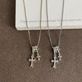 Elegant Rhinestones Cross Pendant Choker Necklace 6W6JNC652