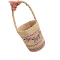 Handmade Straw Woven Flower Bucket Bag 8BW6BBG434T