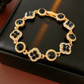 Vintage Gold Plated Floral Rhinestones Bracelet 6W6JBR722