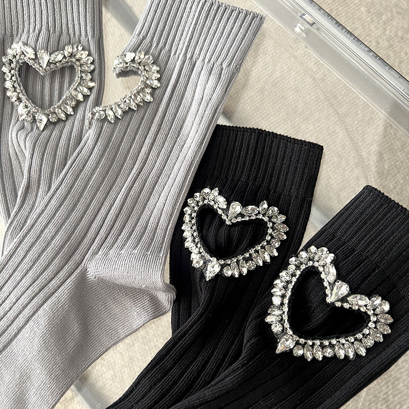 Rhinestone Heart Socks - DippedShop Wholesale - #0723