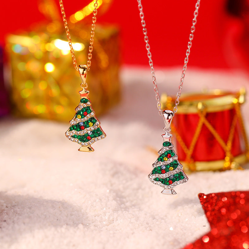 Colorful Zirconia Christmas Tree Pendant Necklace DPJN2020